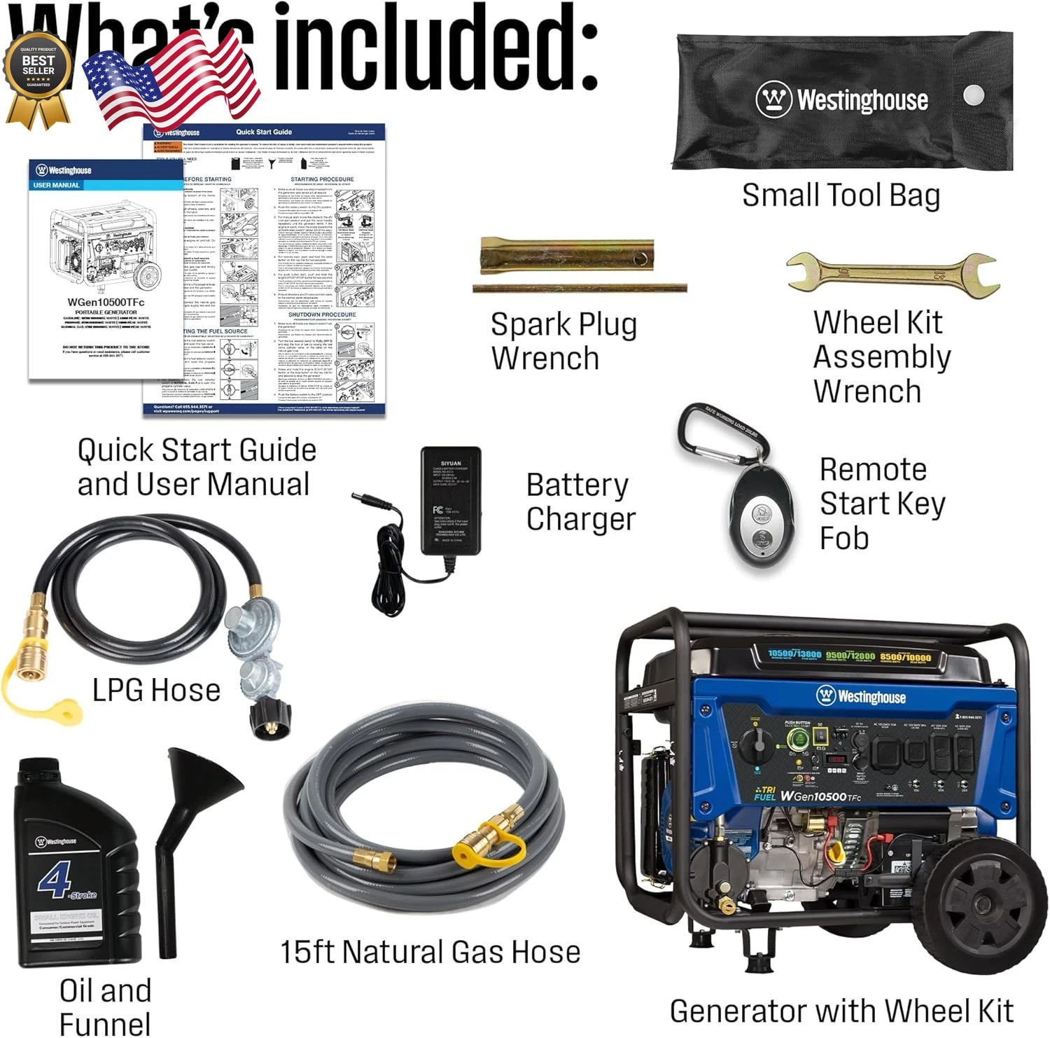 Westinghouse 13500 Peak Watt Tri-Fuel Home Backup Portable Generator Remote US