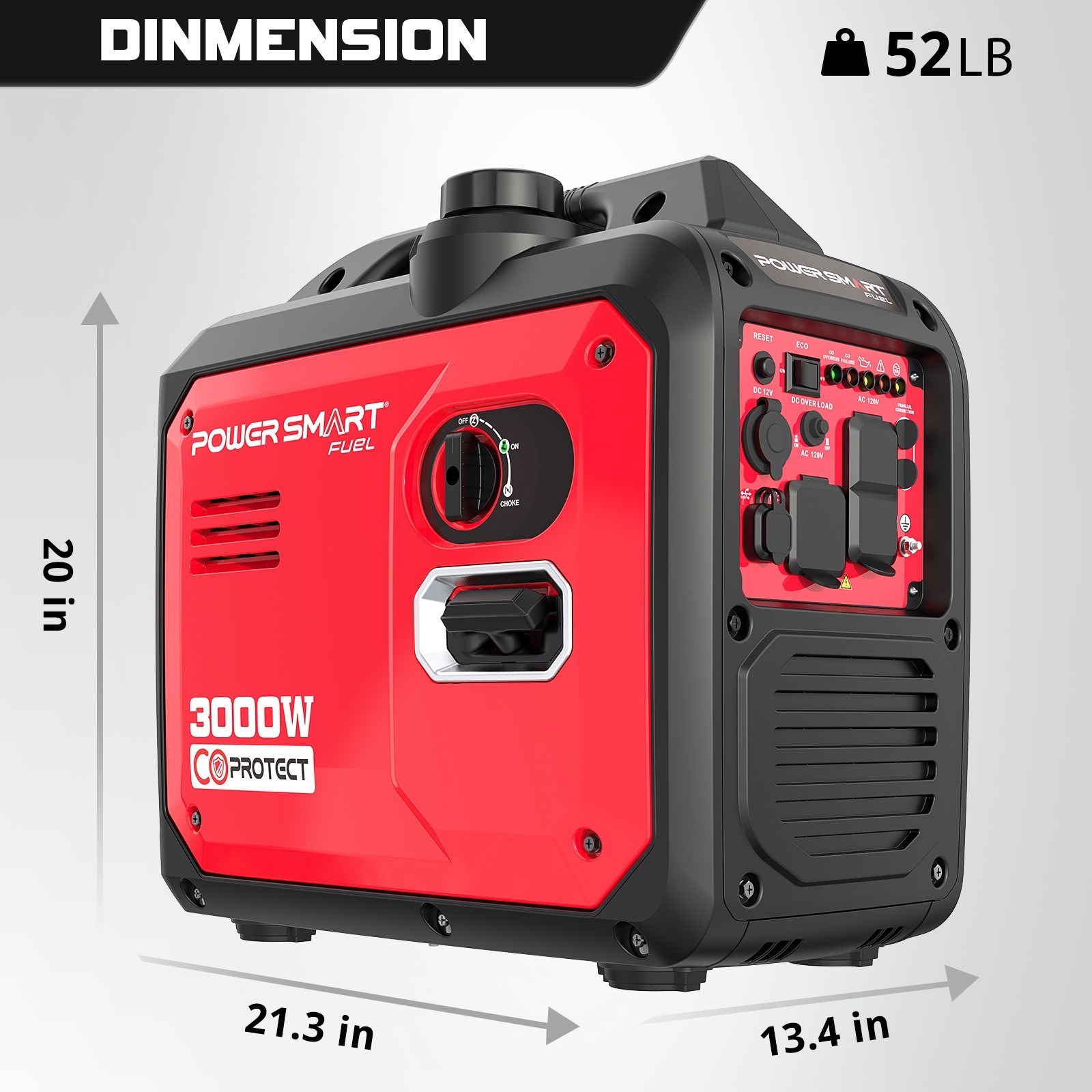 PowerSmart 3000W Gas Generator, 5H Long Runtime, Quiet Operation, Camping Use