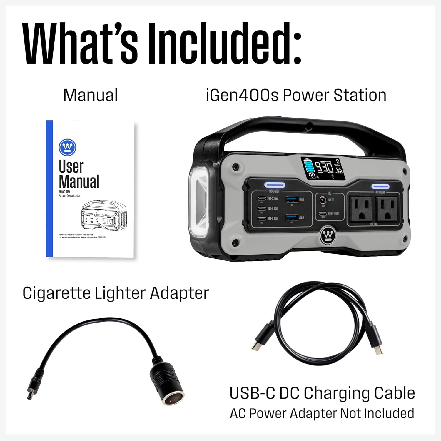 Igen400S 400 Watt, 183Wh Portable Power Station and Solar Generator with LED Dis
