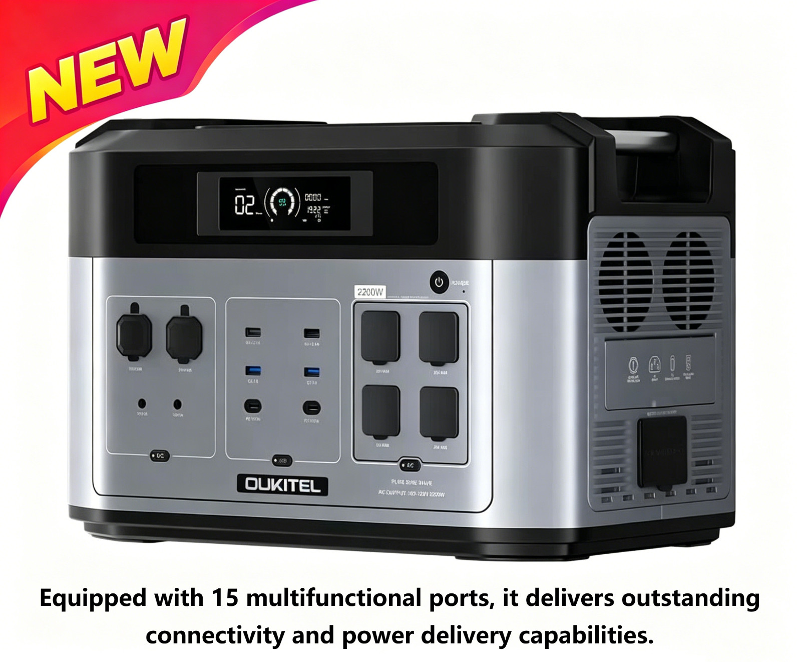 OUKITEL BP2000 Power Station 2200W, Solar Generator2048Wh/ Expansion Battery