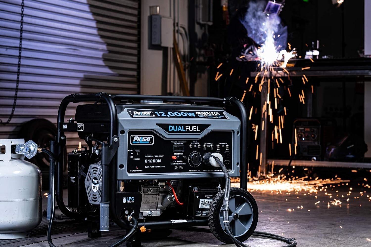 Pulsar 12,000-W Portable Hybrid Dual Fuel Gas Powered Electric Start Generator