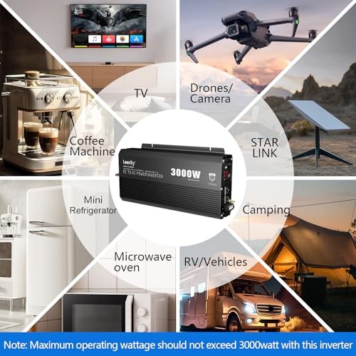 3000 Watt Power Inverter 3000W 12V DC to 110V 120V AC 3000 Watt Inverter