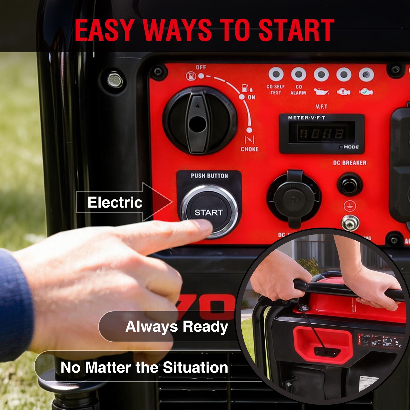 PowerSmart 7000W Open Frame Inverter Generator with Electric Start, Outdoor Use