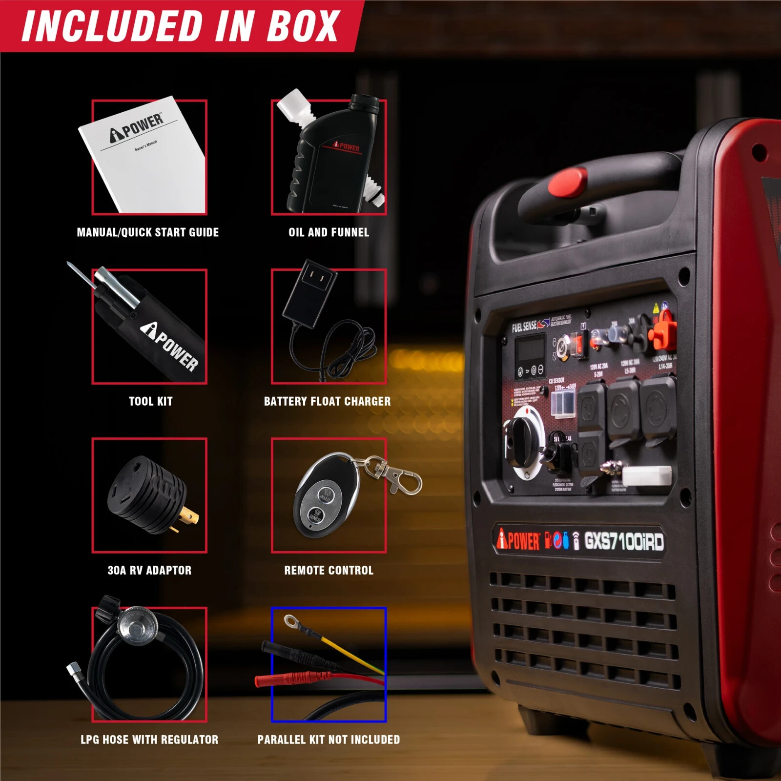GENERATOR INVERTER PORTABLE HOME PROPANE DUAL FUEL GAS BACKUP A IPOWER 7100W NEW