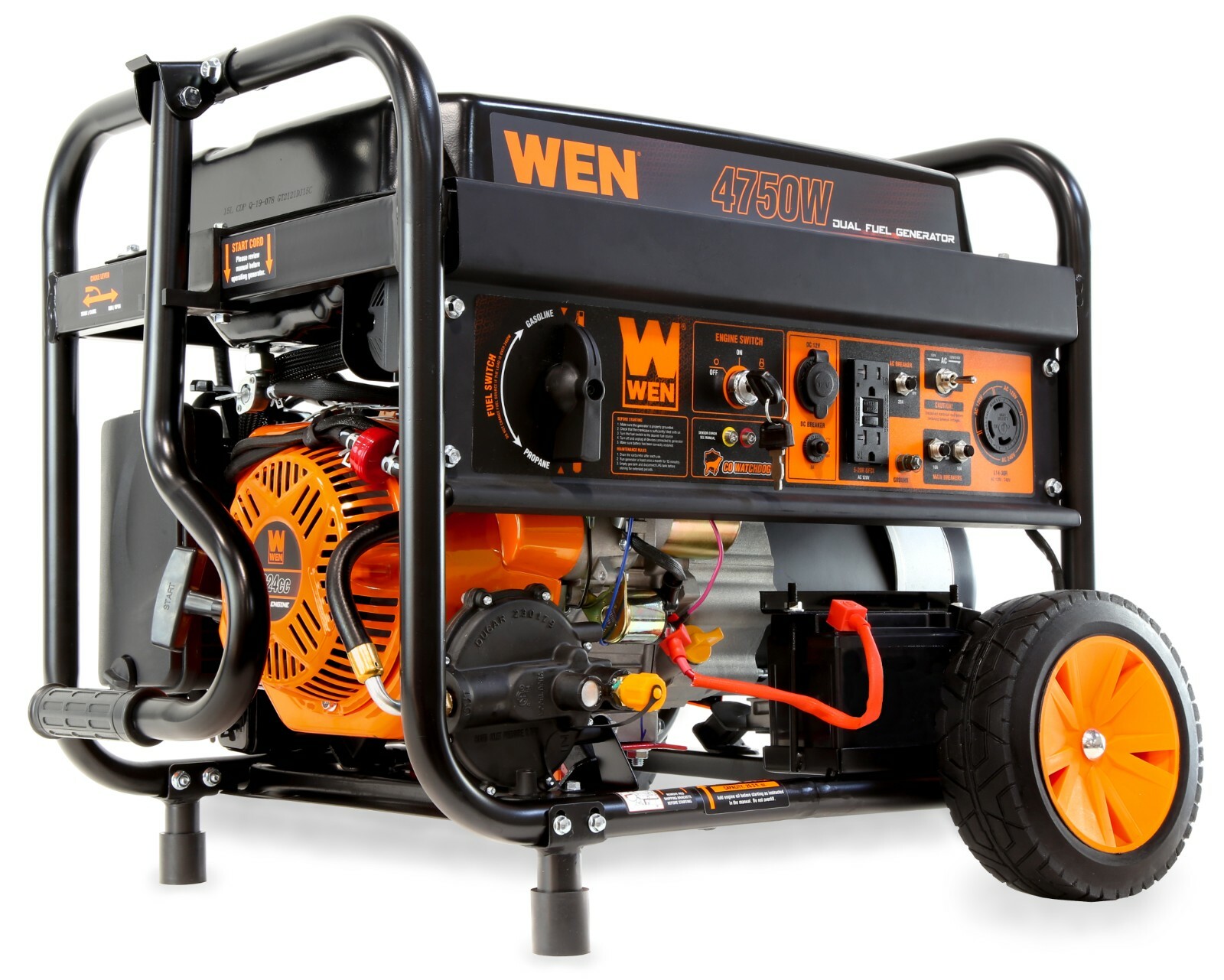 4750W 120V/240V Dual Fuel Electric Start Portable Generator, CO Shutdown Sensor
