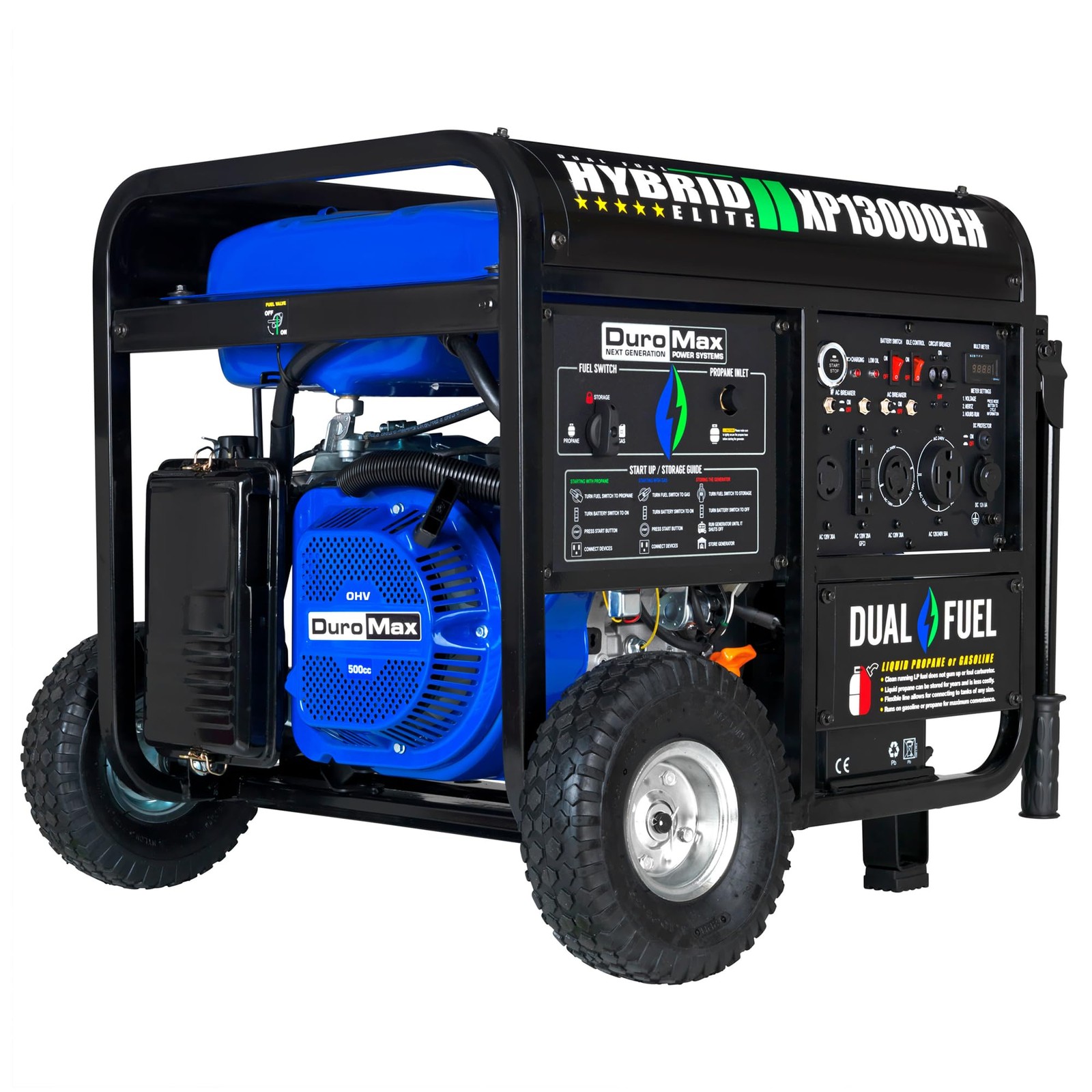 DuroMax XP13000EH 13,000-Watt Dual Fuel Portable Generator – Gas & Propane, E…