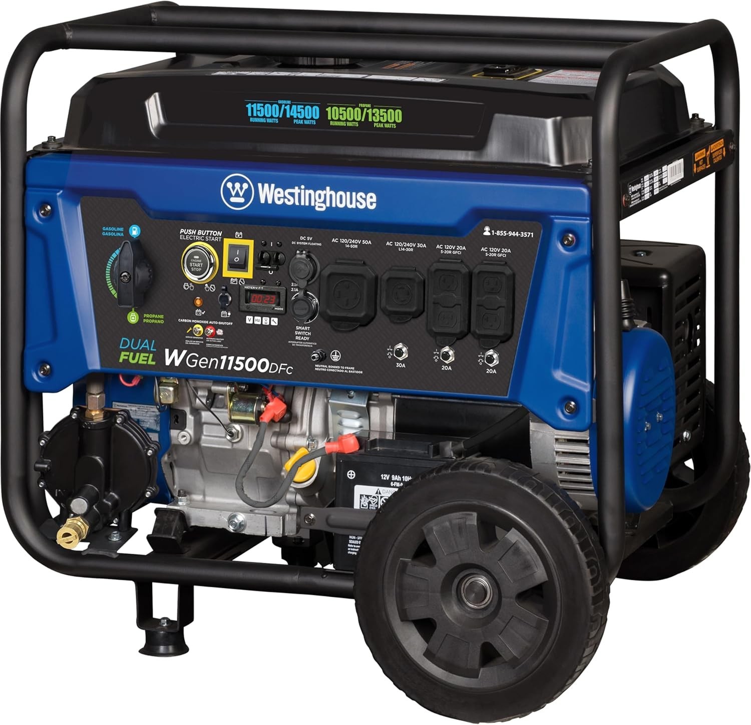 Westinghouse 14,500-W Portable Dual Fuel Gas Generator, Remote Start, CO Sensor