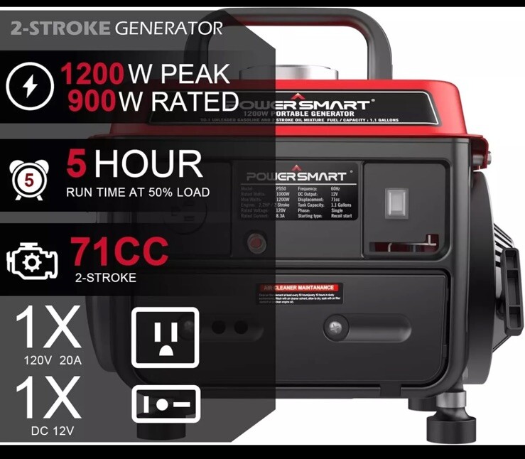 Portable Generator,Power Smart1200W Generator for Home Backup,RV Camping Outdoor