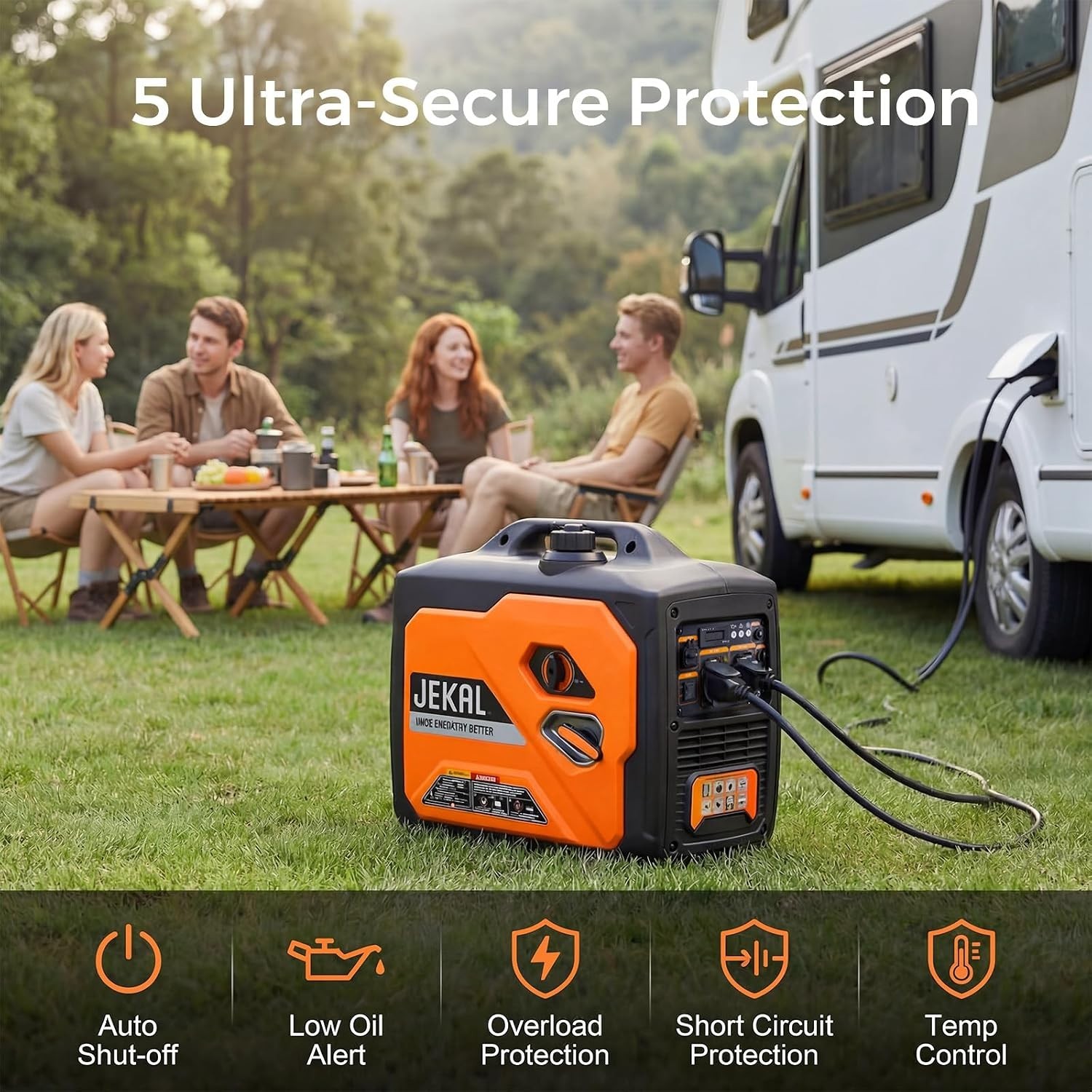 Portable Generator 2800W Peak Gasoline Inverter Compact Quiet RV Camping Power