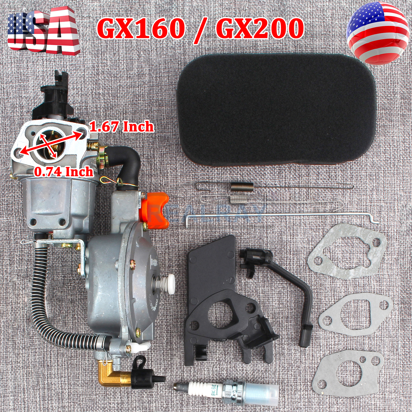 Dual Fuel Carburetor LPG Conversion Kit for Generator GX200 160 168F 170F Engine