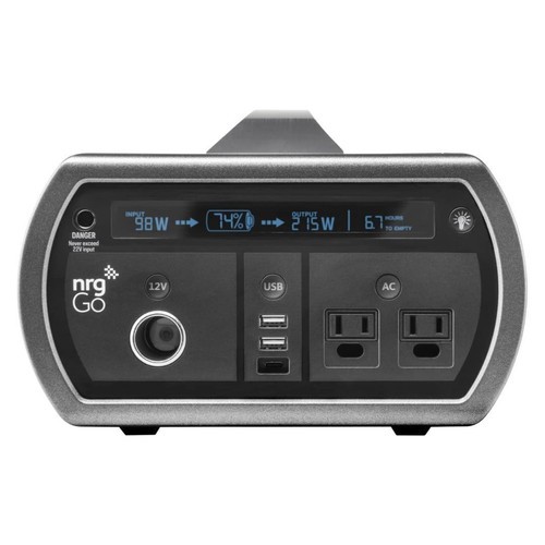 nrgGo 400 Portable 500wh Power Station 1200W Surge (Black and Gray) POWERFUL