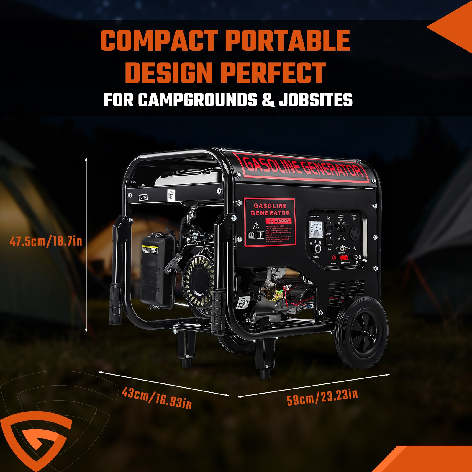 Gas Generator 110V with Movable Wheels Heavy Duty Gas Backup Generator