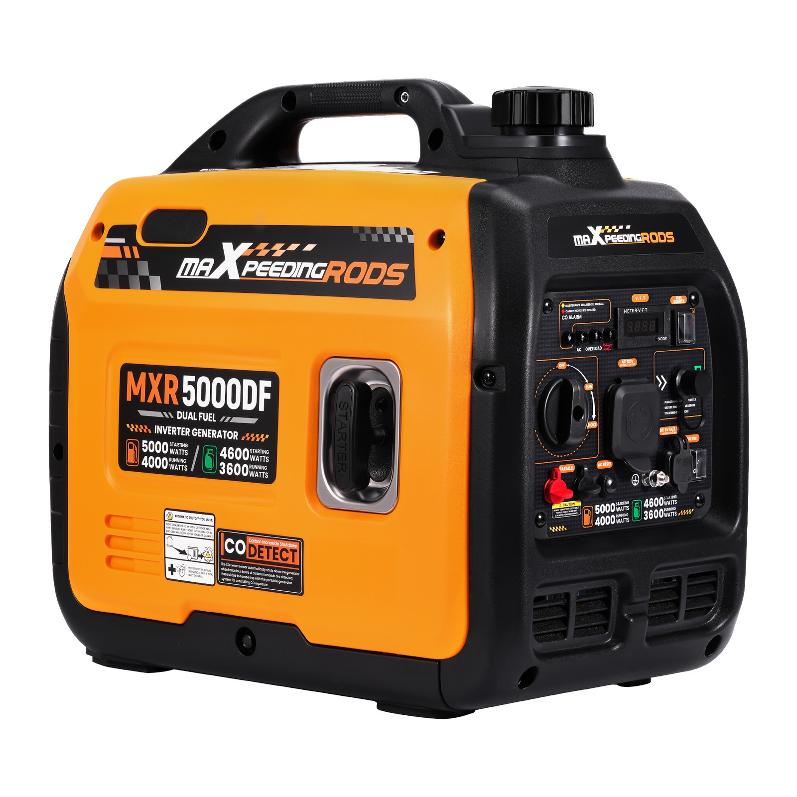 5000W Peak Gas/Propane Generator – CO Sensor Shutdown for Family Safety Outdoors