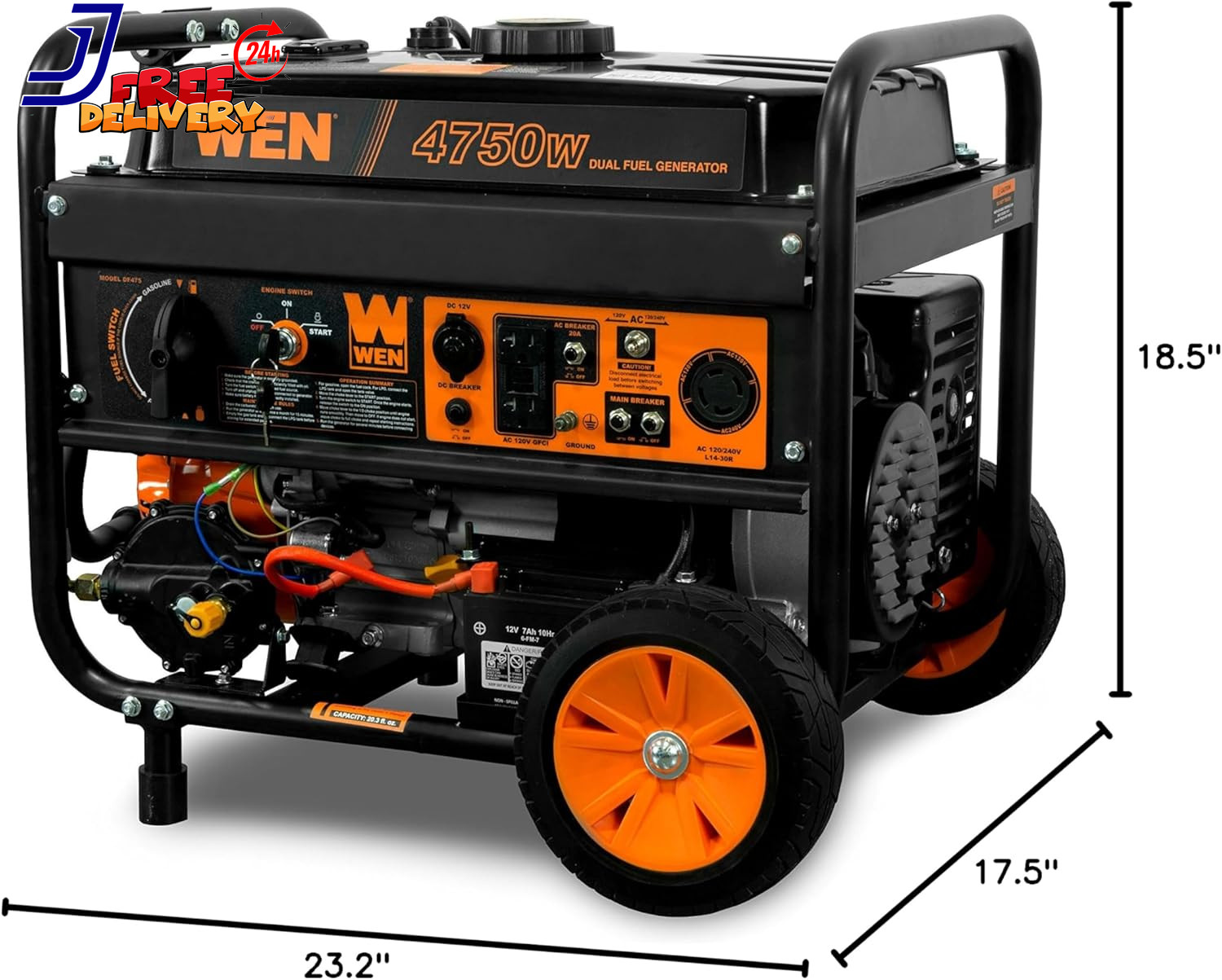 4,750-Watt 120V/240V Dual Fuel Portable Generator with Wheel Kit Electric Start