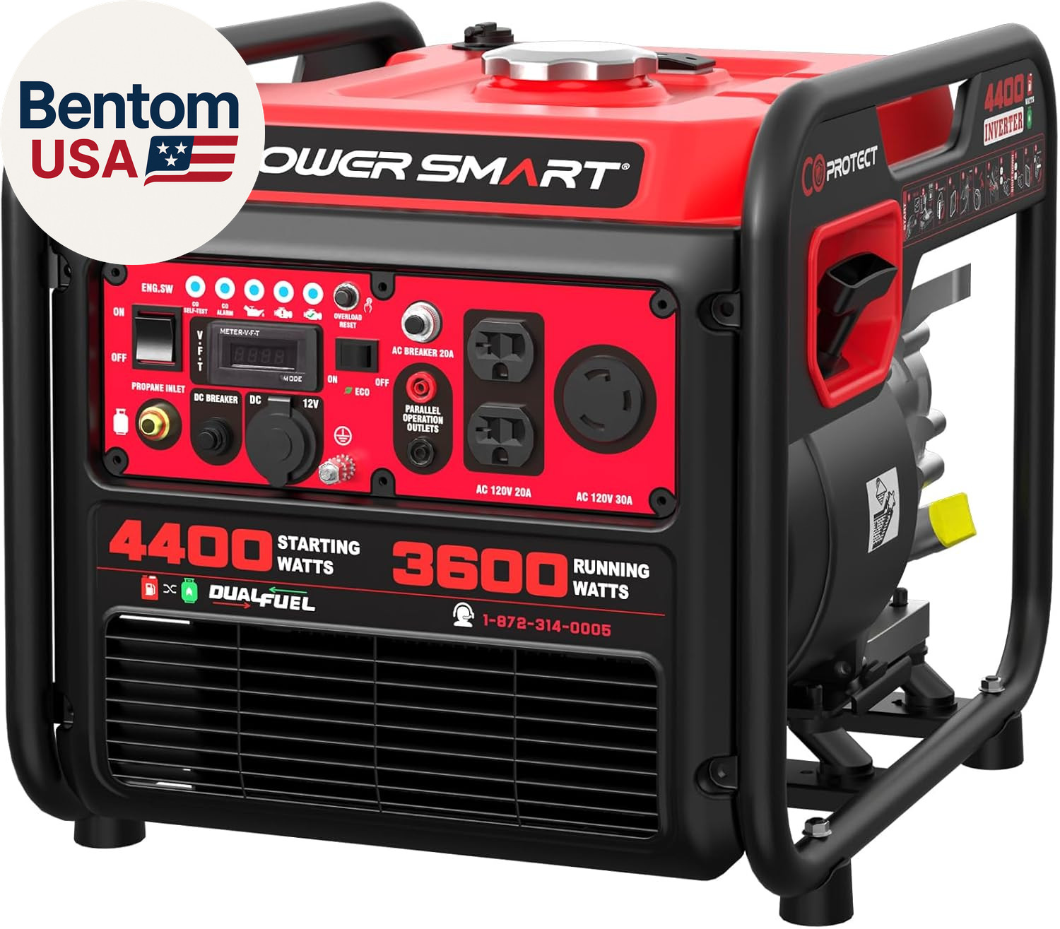 4400W Dual Fuel Portable Generator, 223Cc 4-Stroke OHV Gas/Lpg Powered, 3600W Ra