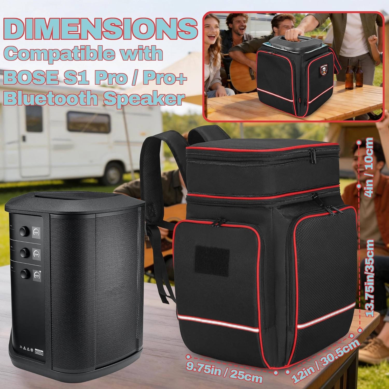 Backpack Compatible with Bose S1 Pro Plus, Travel Bluetooth Speaker Carrying Cas