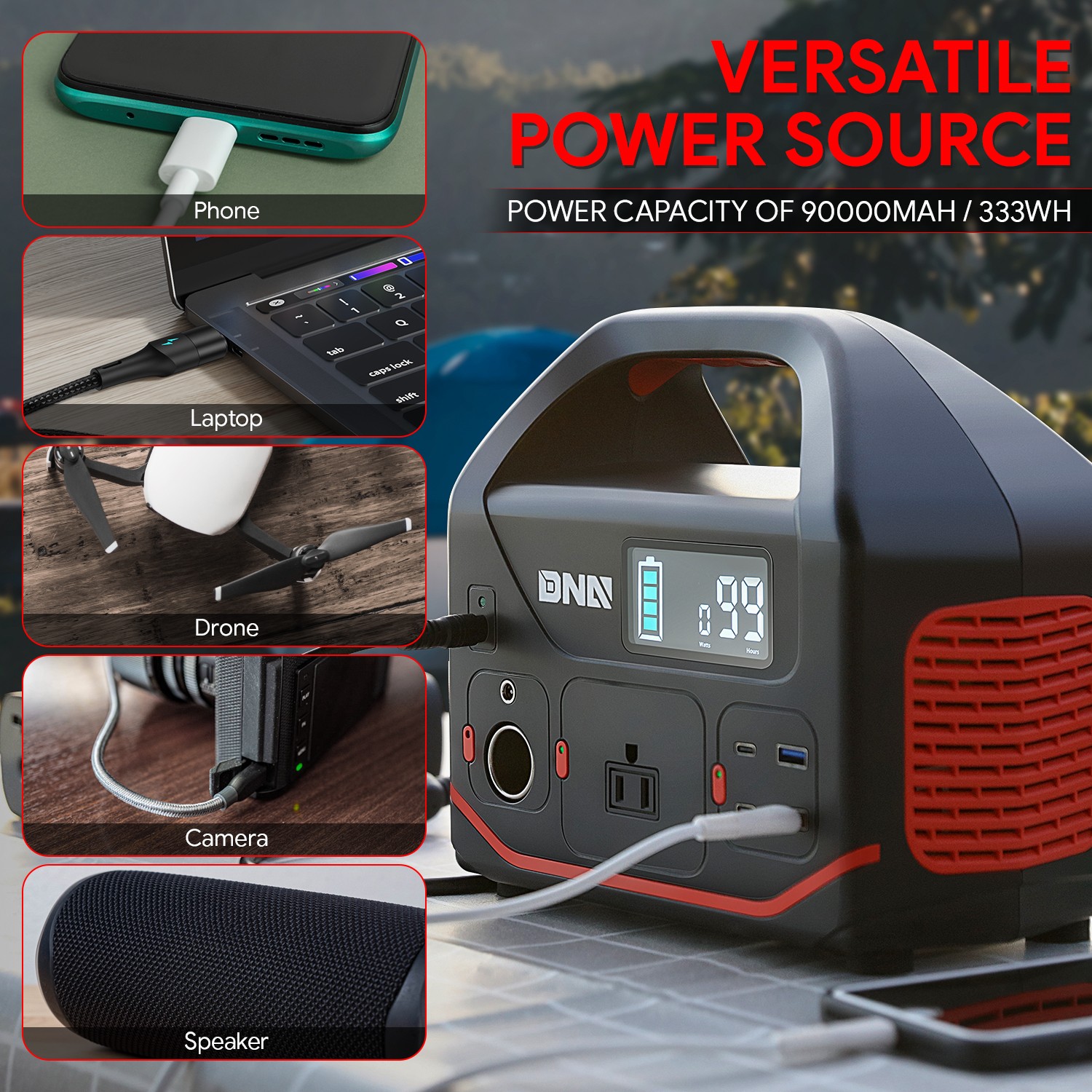 300W 333Wh Portable Power Station Backup Solar Generator RV Camping Home Travel