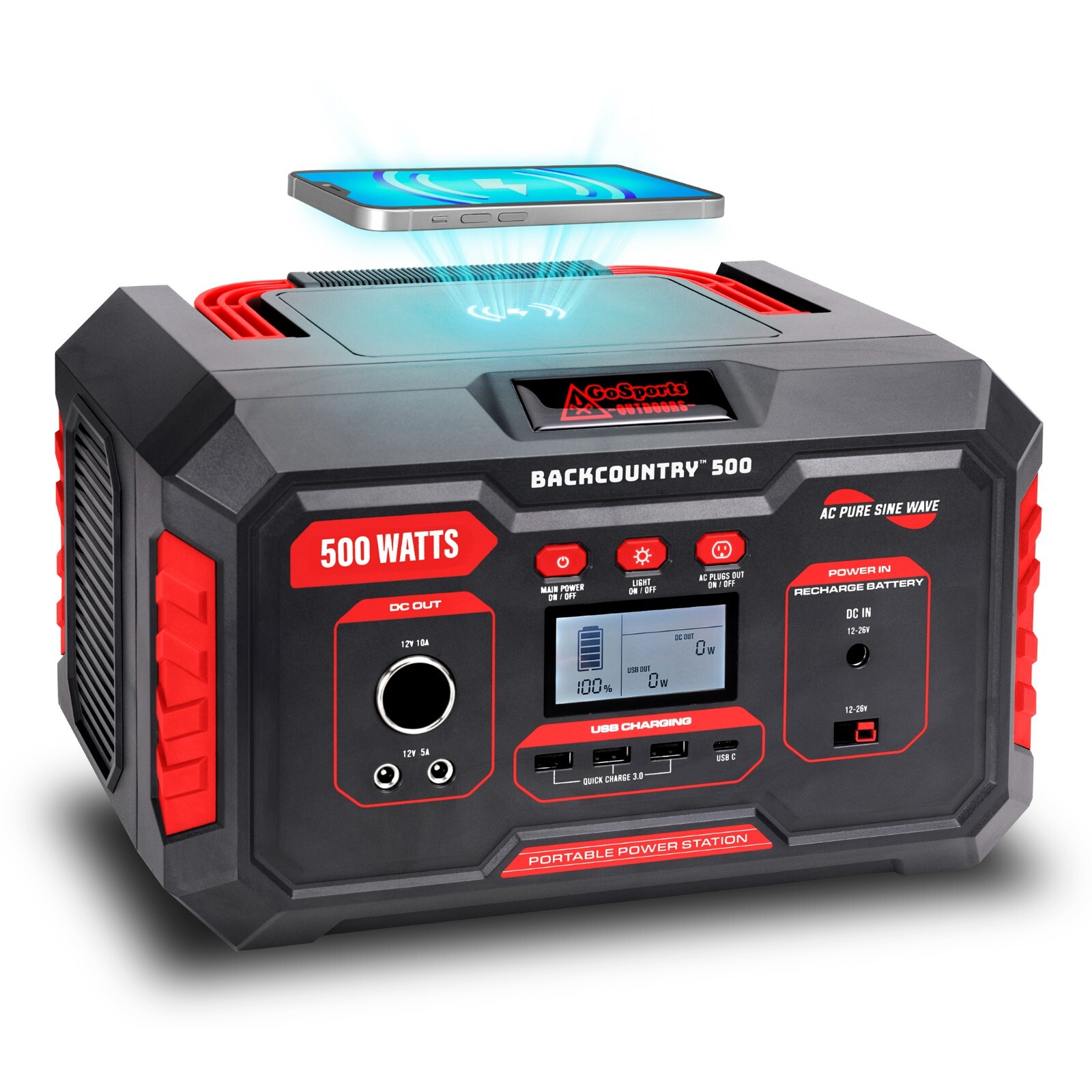 GoSports Outdoors Backcountry 500W Portable Power Station – 110V/500W