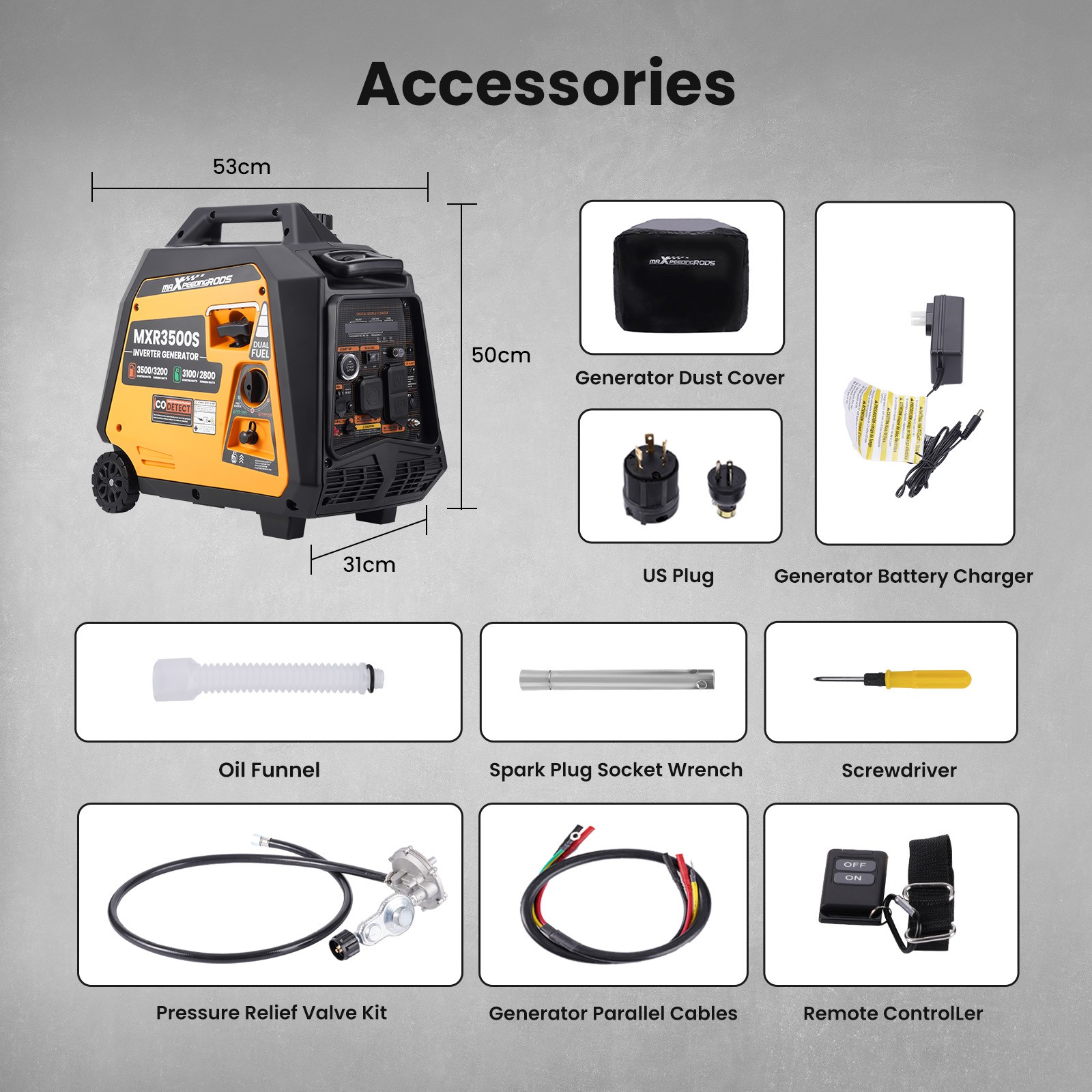 3500 Watt Generators Portable Dual Fuel Gas & LPG Overload Protection USB Outlet
