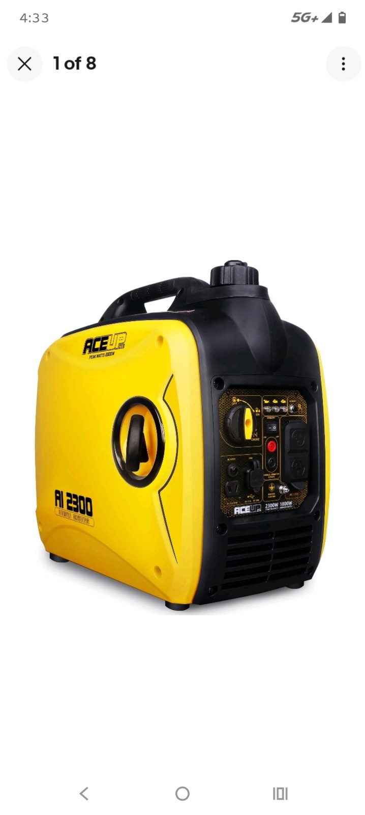 Aceup Energy 2300W Quiet Portable Inverter Generator, EPA, RV Ready, Lightweight