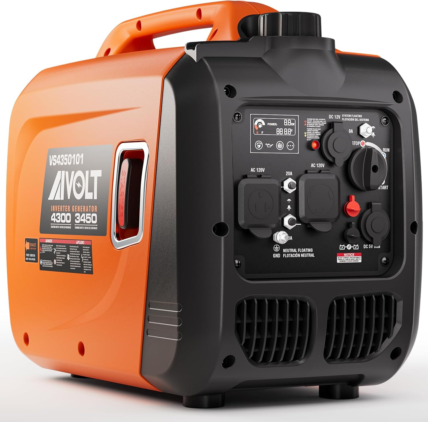 Inverter Generator 4300W Gas Powered Portable Super Quiet Outdoor Generator RV R
