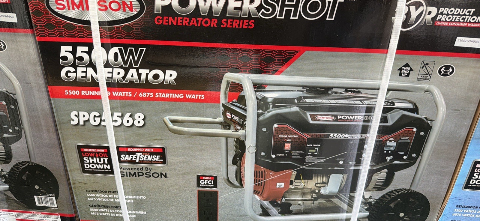 Simpson PowerShot SPG5568 Generator 5500W 6875W Low Oil CO Detection GFCI