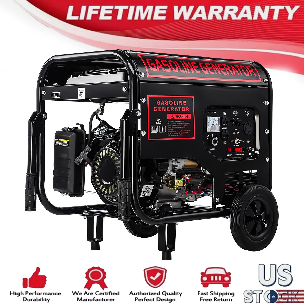 5000W Gas Inverter Generator Electric Start 274cc OHV Engine 110V&220V Volt 60Hz