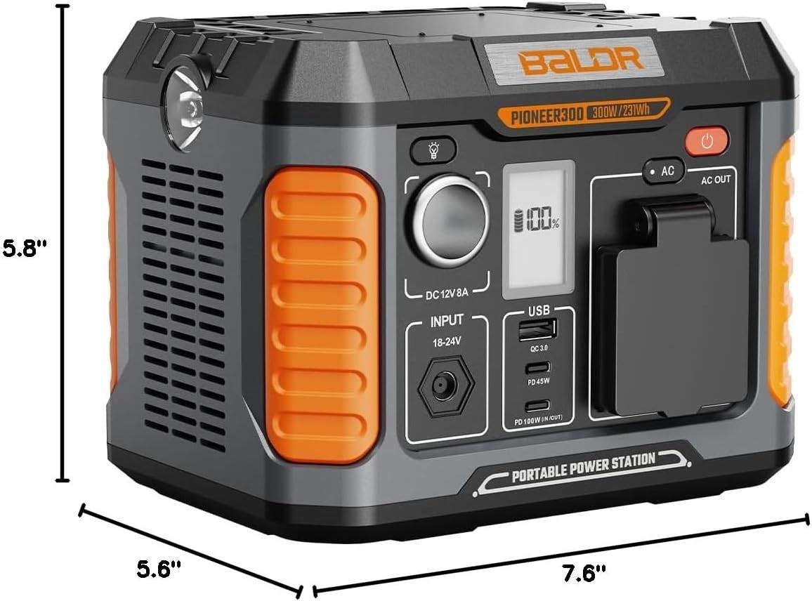 BALDR Portable Power Station 300W 231Wh Power Bank with 100W Two-Way Charging