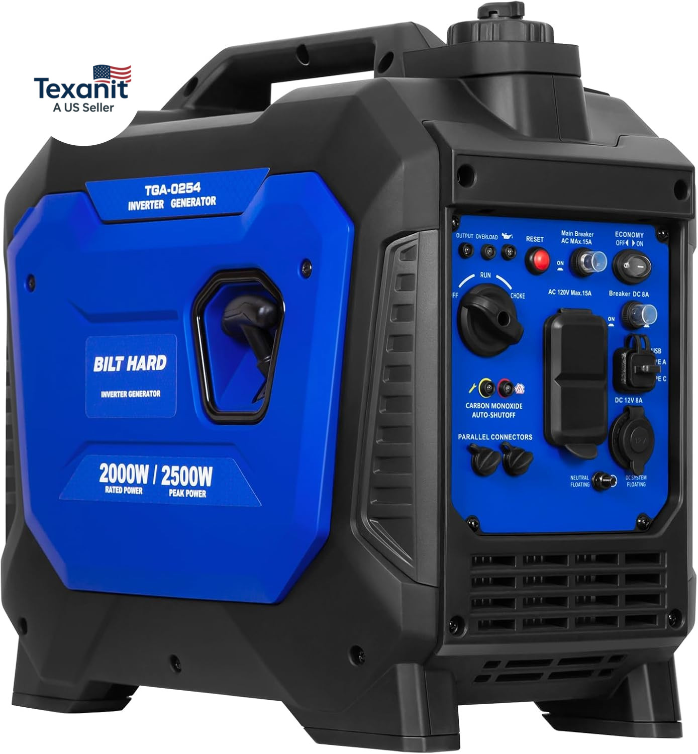 Gas Generator 2500W, 80Cc 4 Stroke Quiet Inverter Generator with CO Sensor, Para