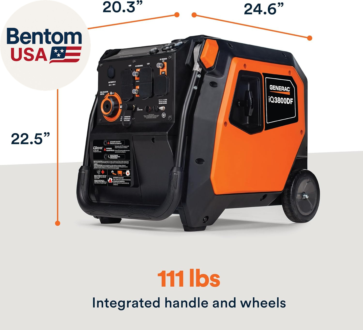 3,800-Watt Dual-Fuel Portable Inverter Generator – Gas and Propane Compatible –
