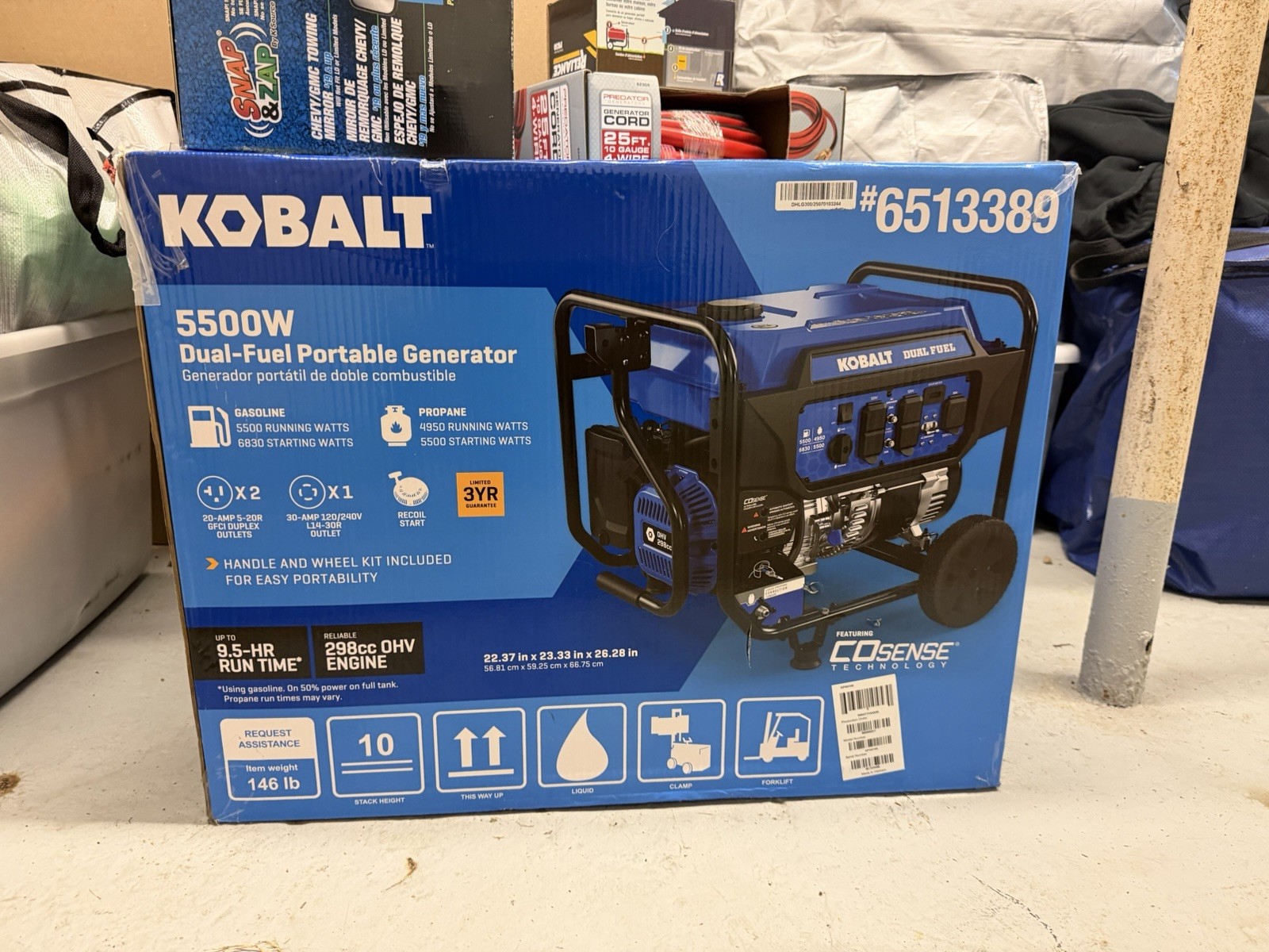 Kobalt 49 State 6830 Starting / 5500 Running Watt Dual fuel Portable Generator