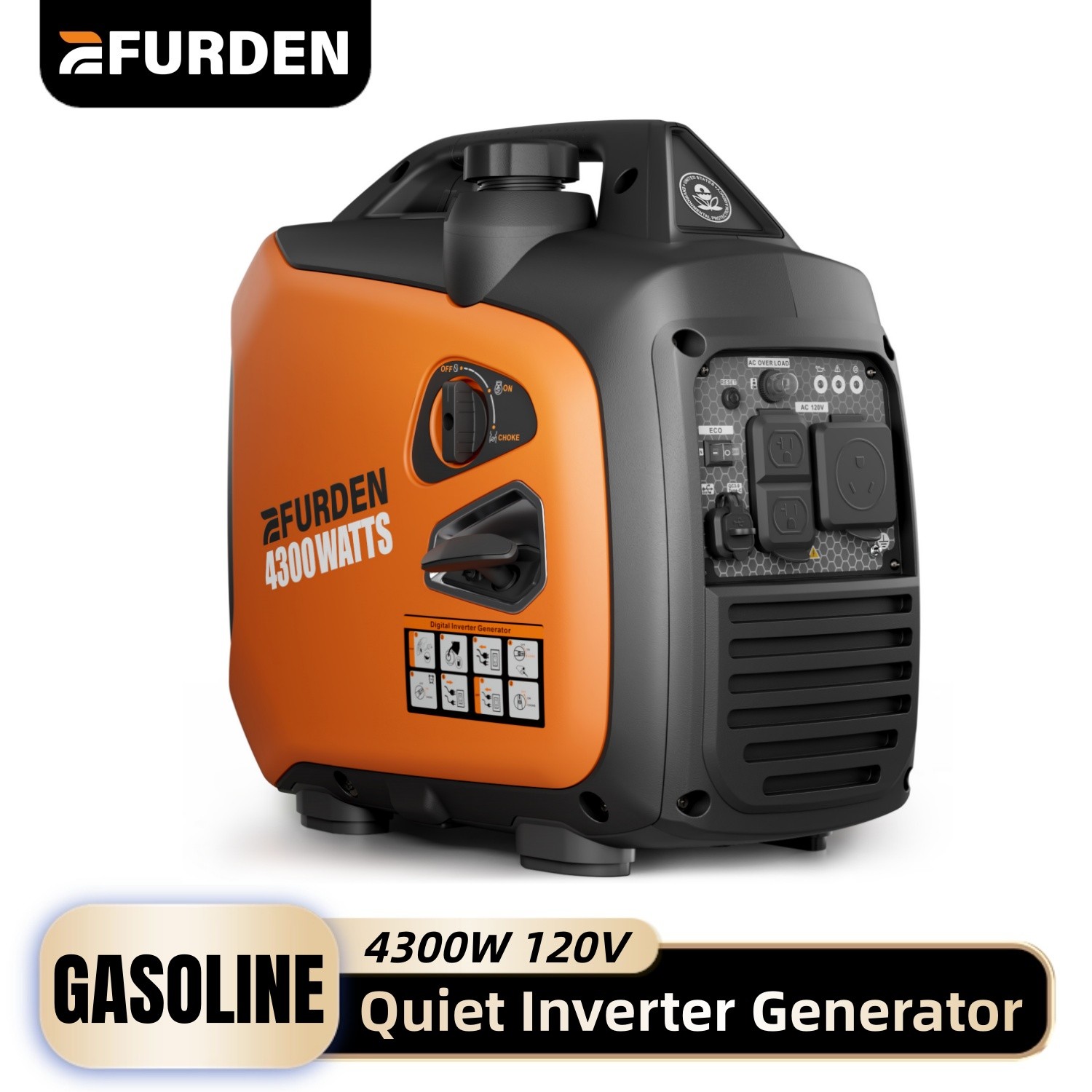 Efurden Portable Quiet Inverter Generator 4.3kW 120V Silent Power for Outdoor