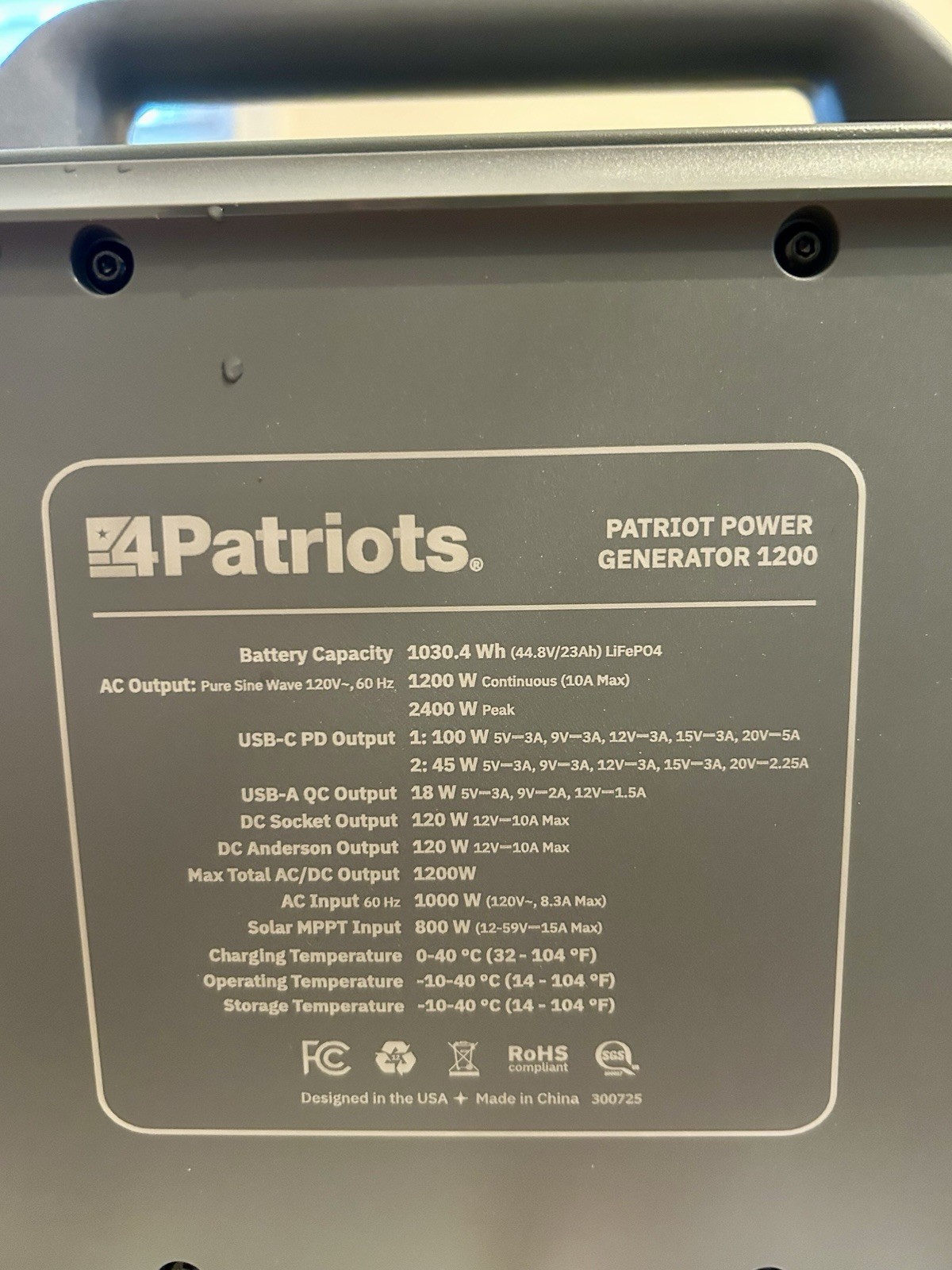 4Patriots Patriot Power Generator 1200 Portable