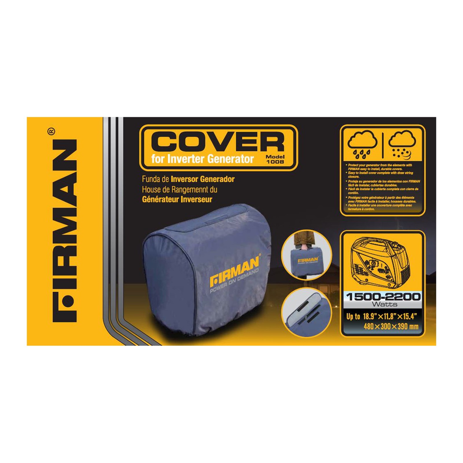 1500–2200 Watt Pull Cord Start Power Generator Double insulated