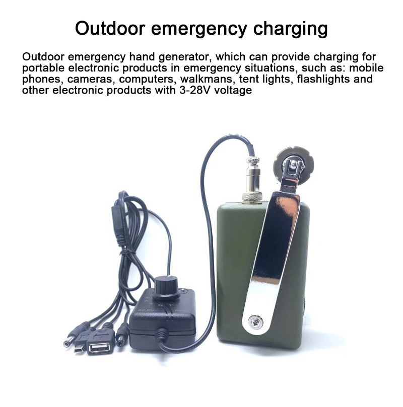 Hand-Crank Generator Silent Emergency Phone & Laptop Charger Portable