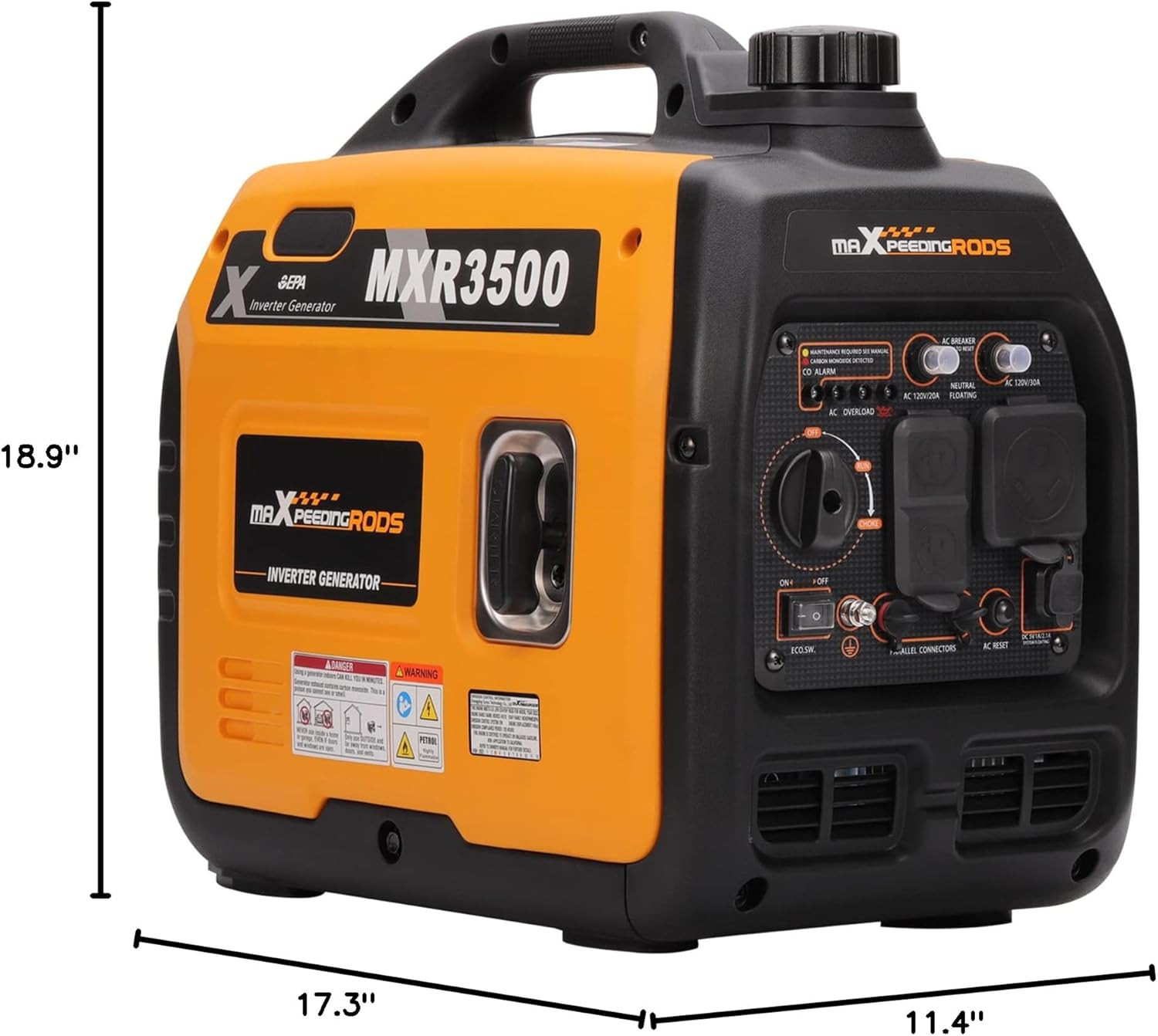 Maxpeedingrods 3500 Watt Portable Inverter Generator Gas Powered, EPA Compliant,