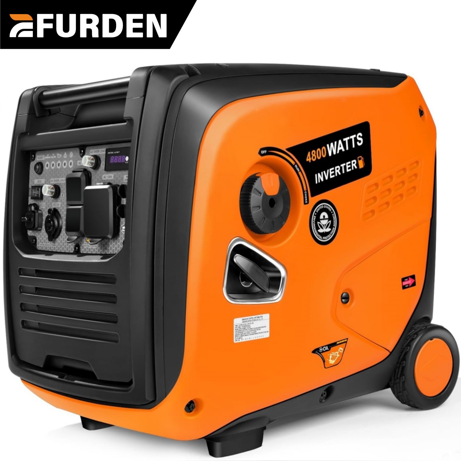 Efurden 4800W Gas Generator Portable Inverter Quiet Home Emergency Power Supply
