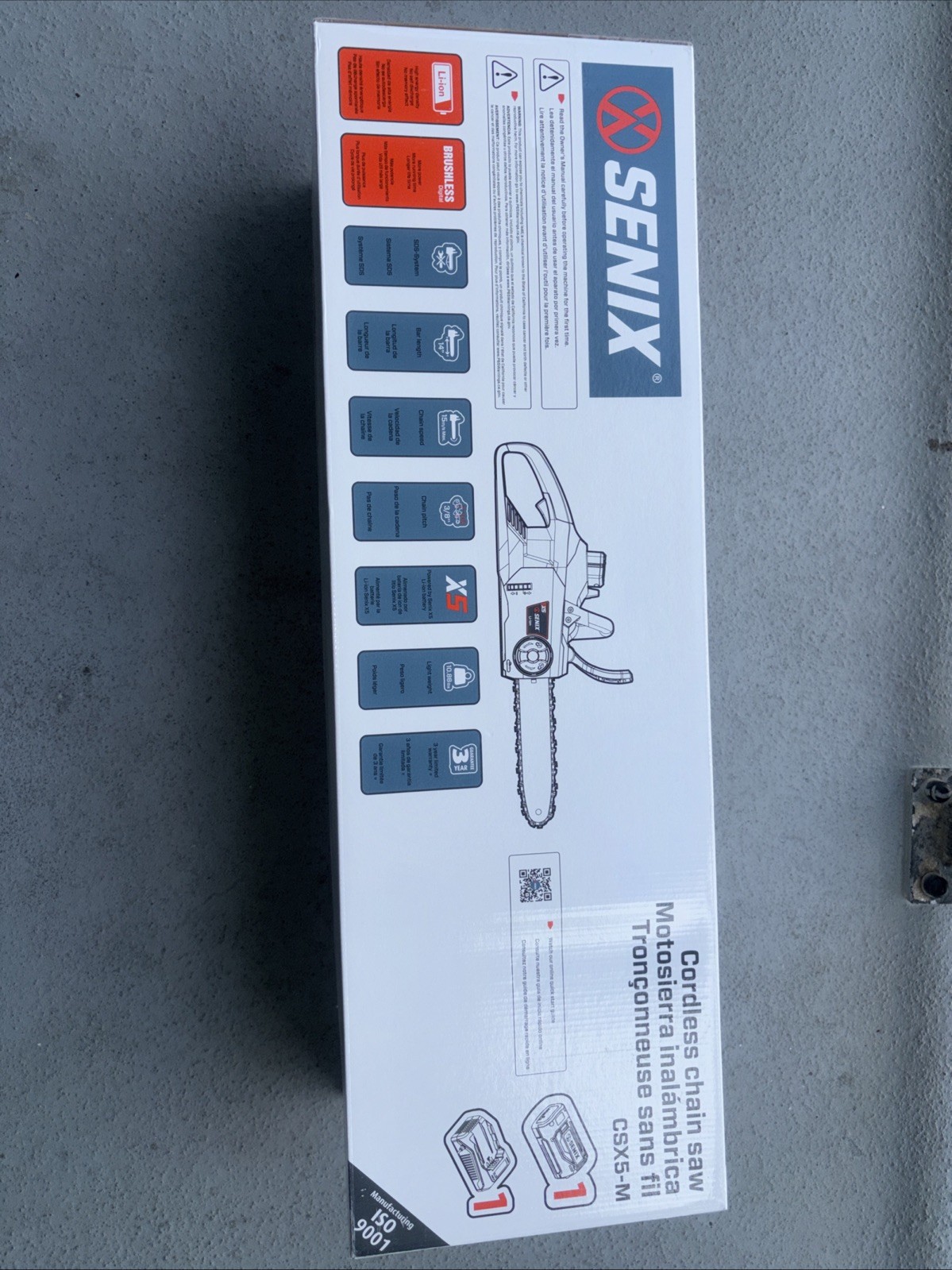 Senix 58V 14 Inch Chainsaw Kit With Battery And Charger.CSX5-M. NB 4238