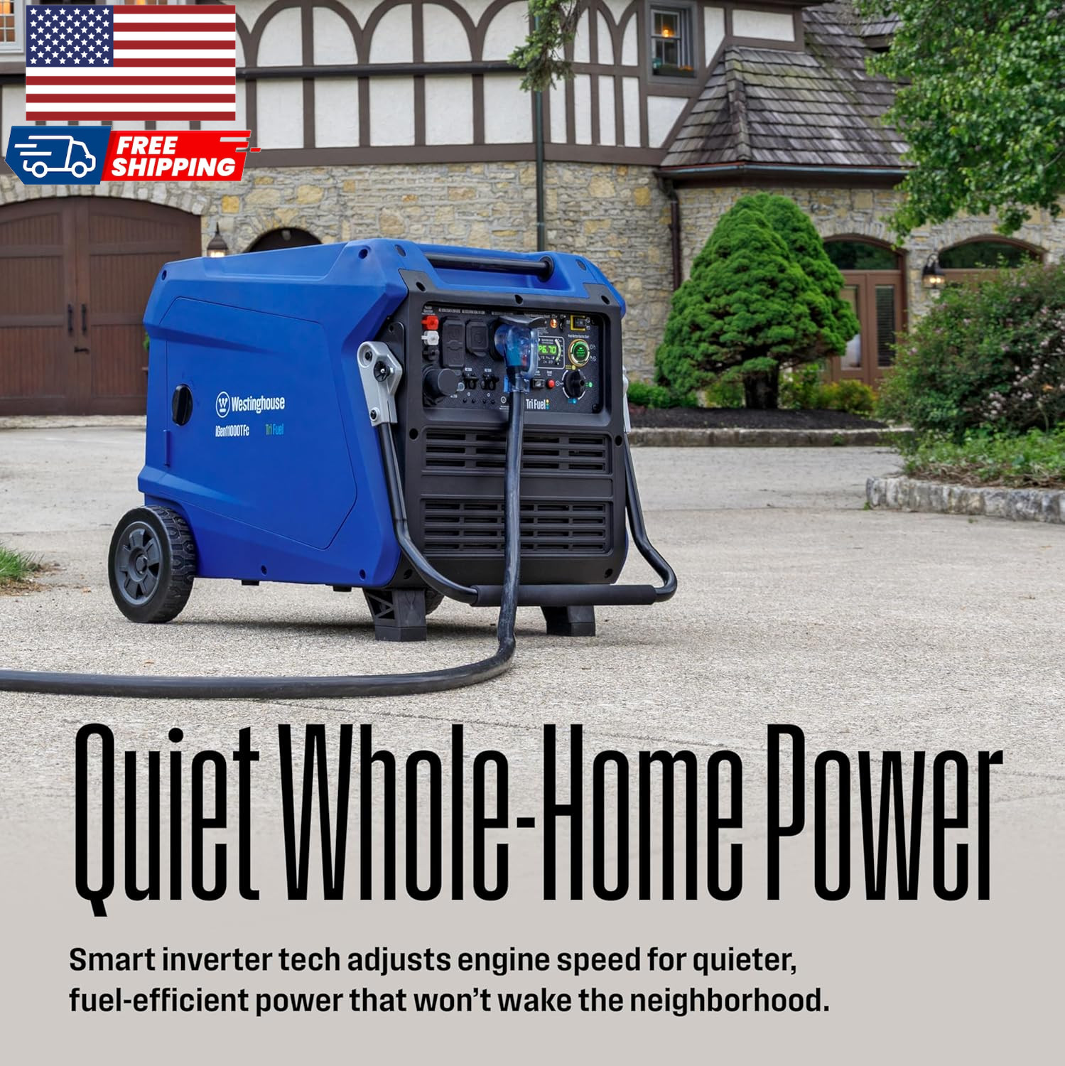 Westinghouse 11000 Peak Watt Tri-Fuel Portable Inverter Generator Remote Start