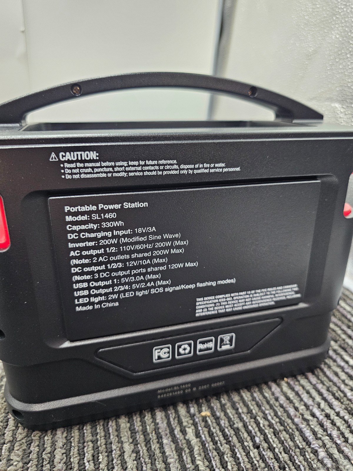 Schumacher SL1460 330Wh Portable Power Station 200W 110V/60Hz