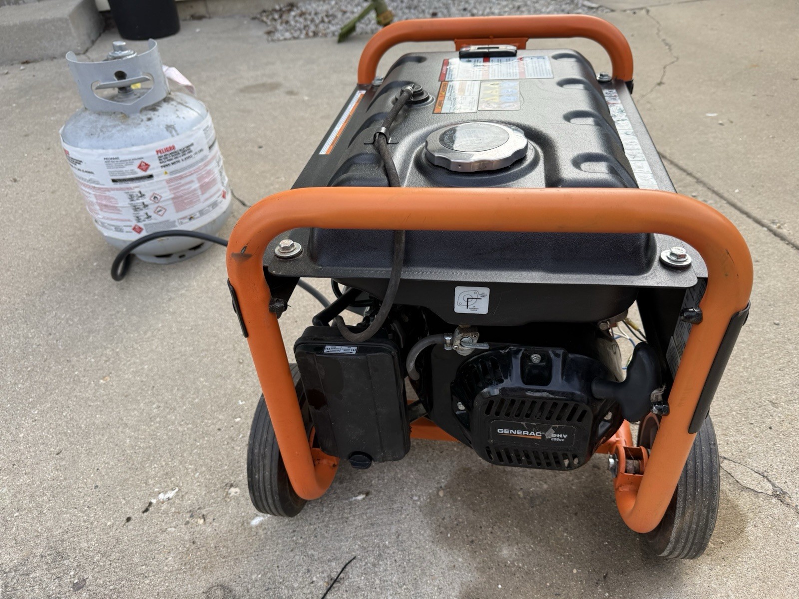 Generac GP3300 Tri-Fuel Power Generator w/ Wheels,Home Backup, Orange/Black