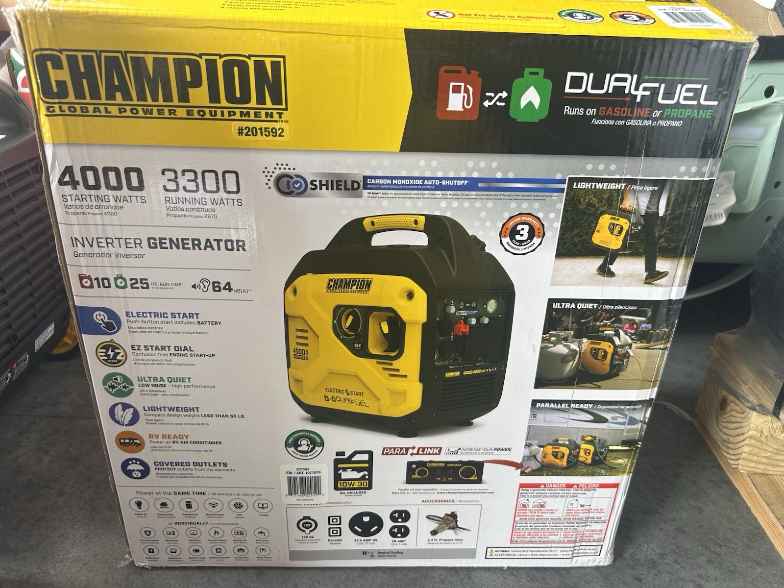 CHAMPION 4000 Starting/3300W Running Electric Start Dual Fuel Inverter Generator