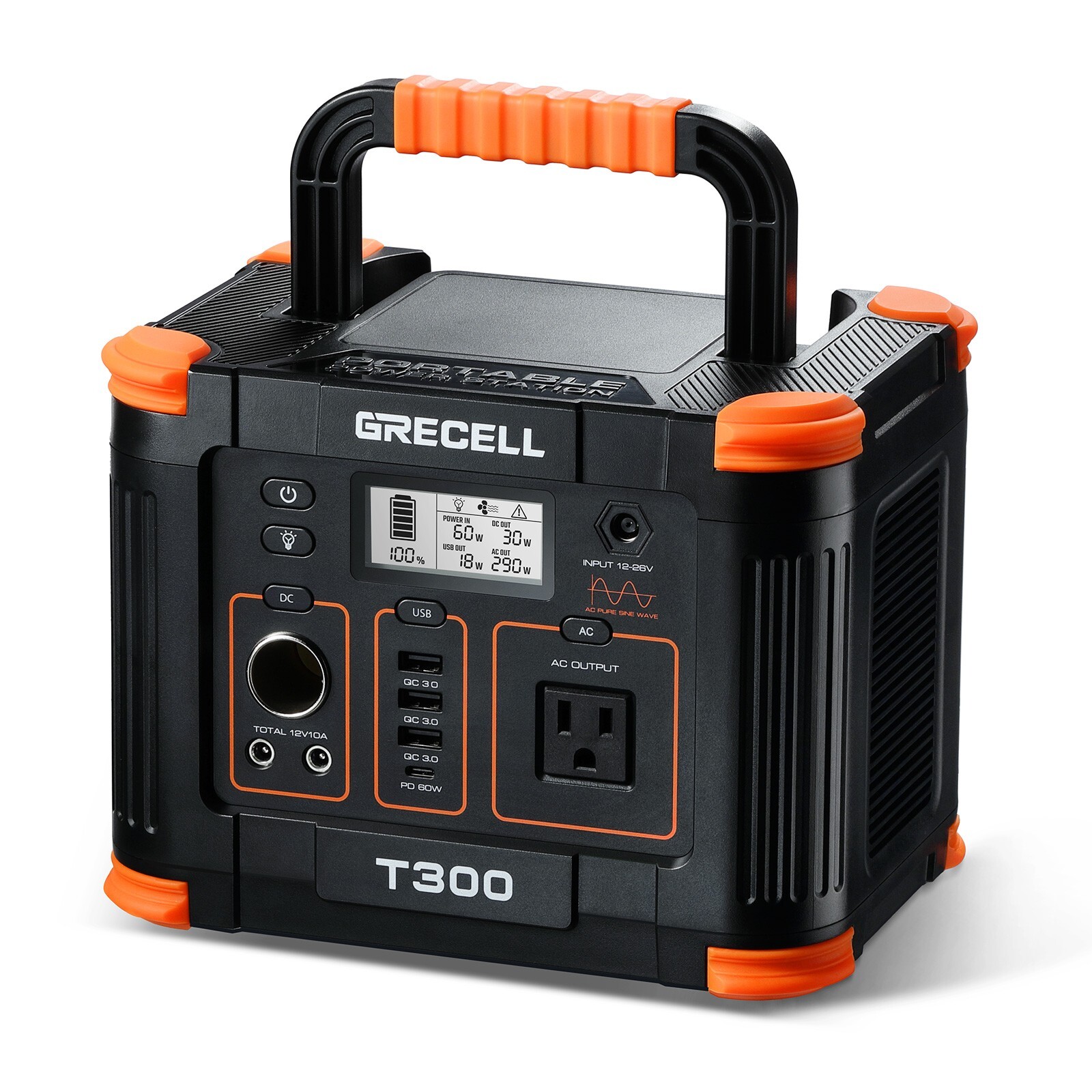 GRECELL 300W Portable Power Station Solar Generator Backup Battery RV Camping