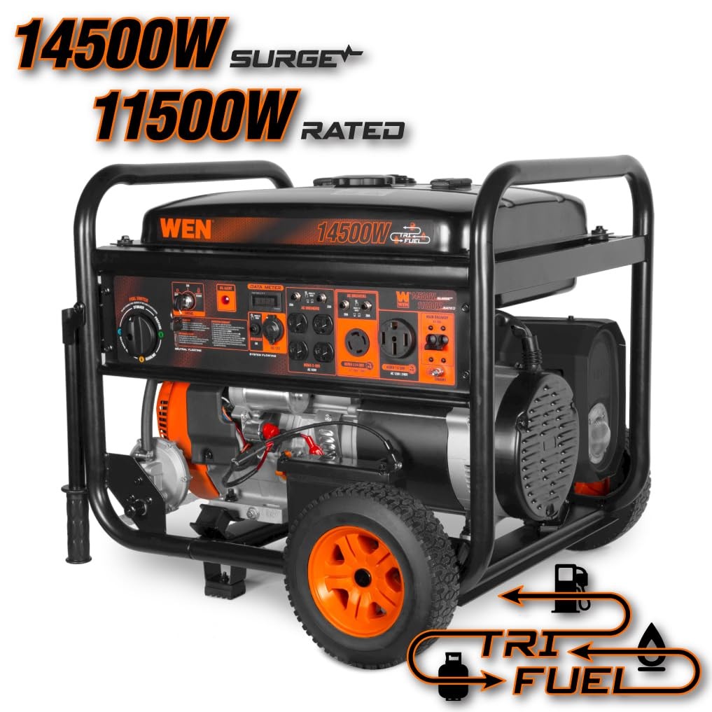 WEN 14500 Watt 120V/240V Tri Fuel Generator Transfer Switch Ready with Electric