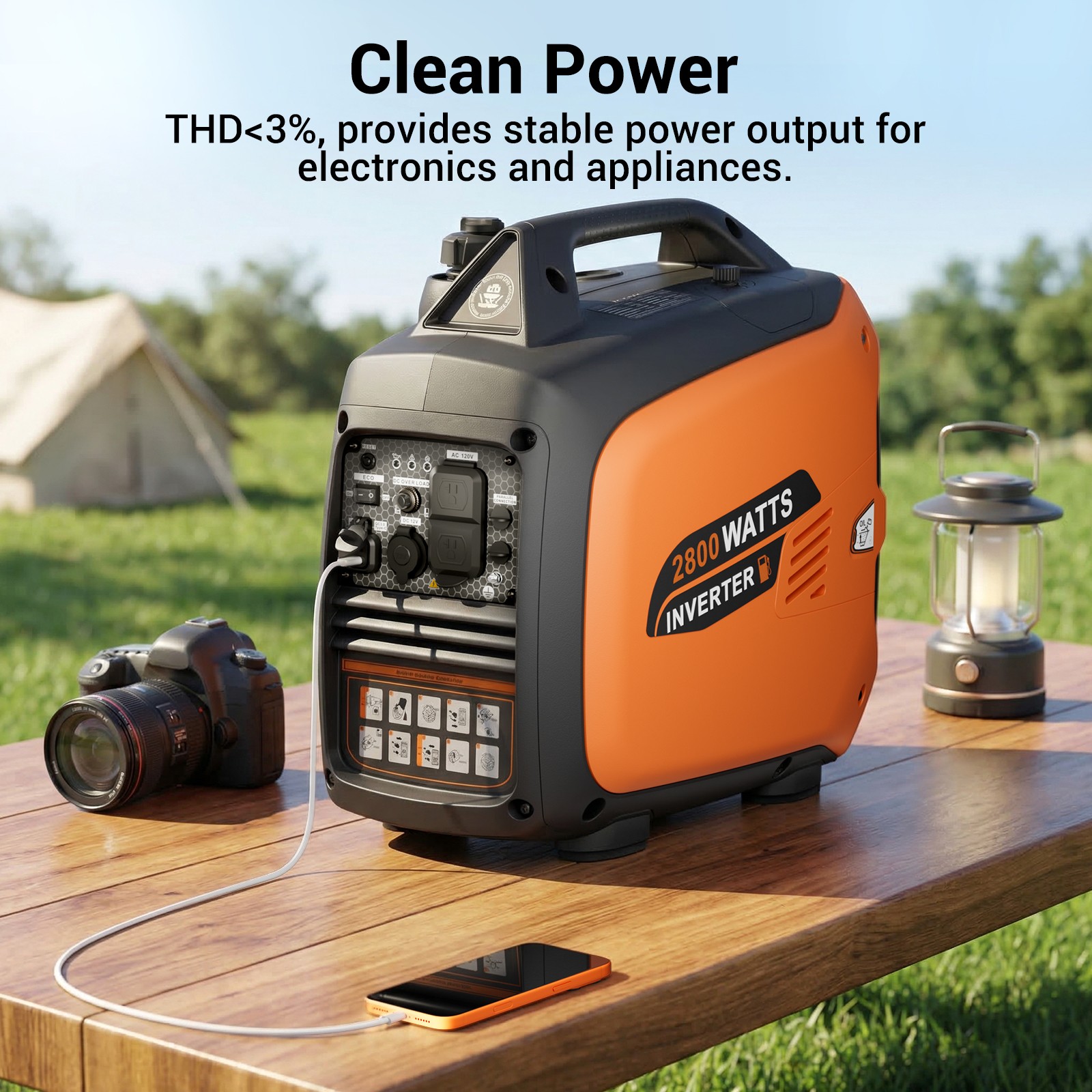 Efurden Inverter Generators 2500W Gas Powered Portable Quiet for Emergency Use