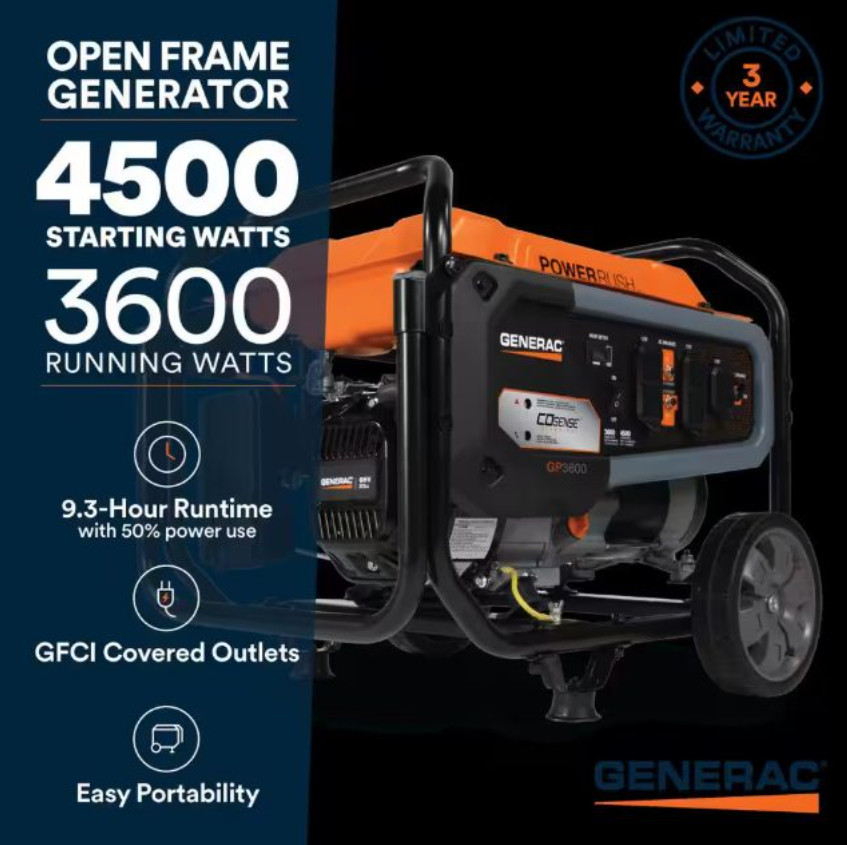 GP6500-Watt 8125 Gasoline Powered Portable Generator with COSense Reconditioned