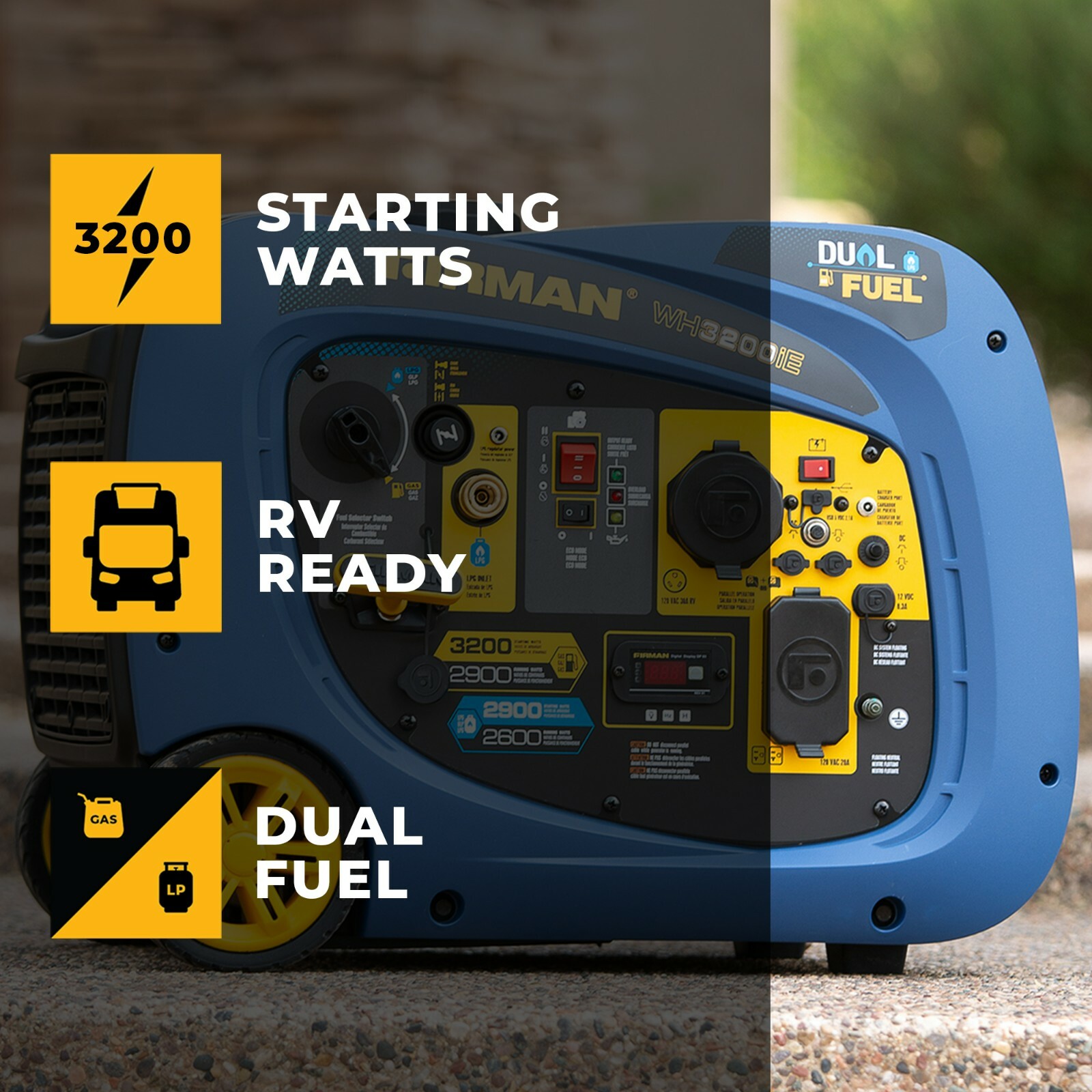 FIRMAN WH02942F 3200/2900W Dual Fuel Inverter Portable Generator