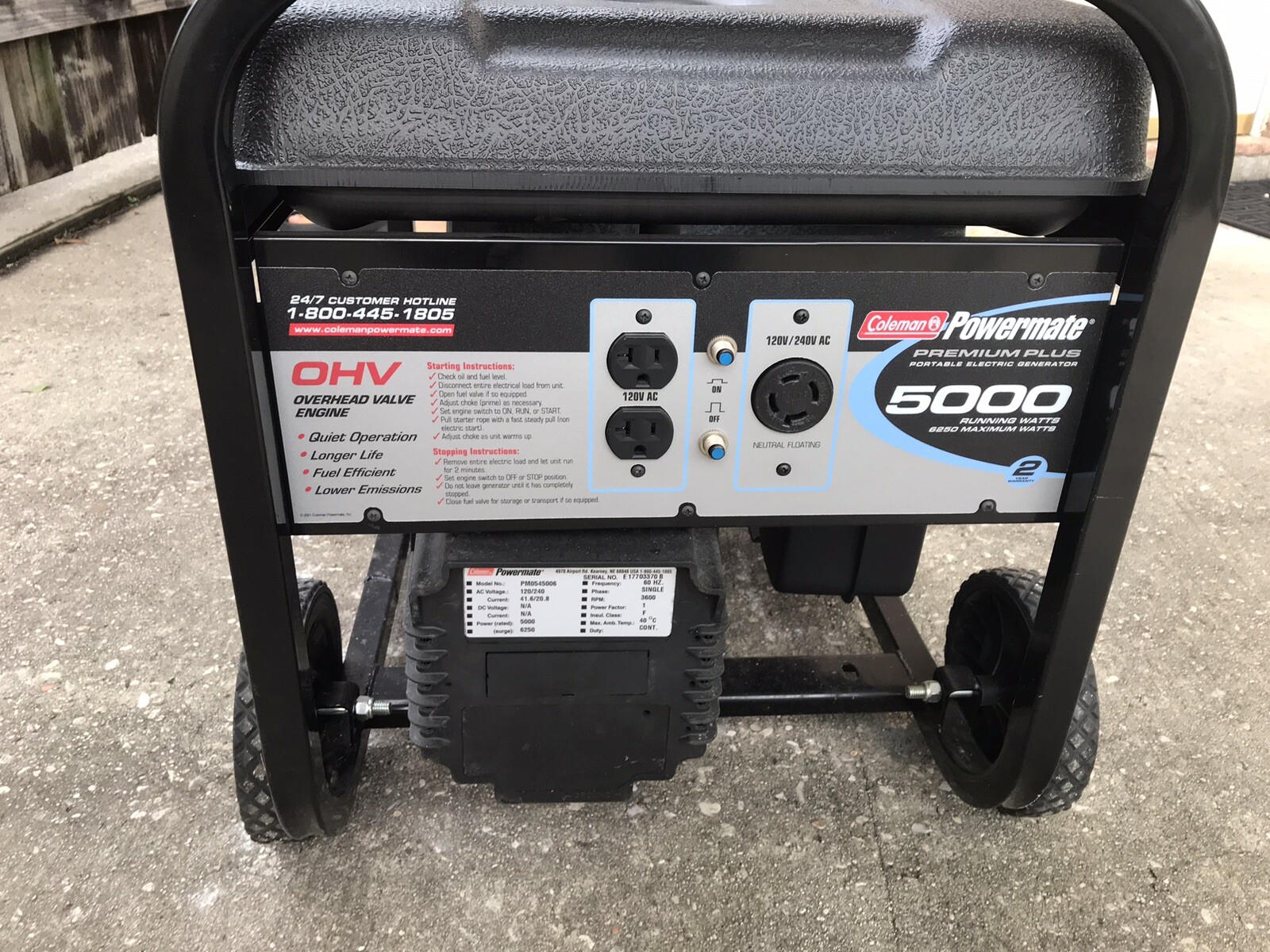 Coleman Powermate Premium Plus 5000 Gas Generator -Cash Only – *Local Pickup”