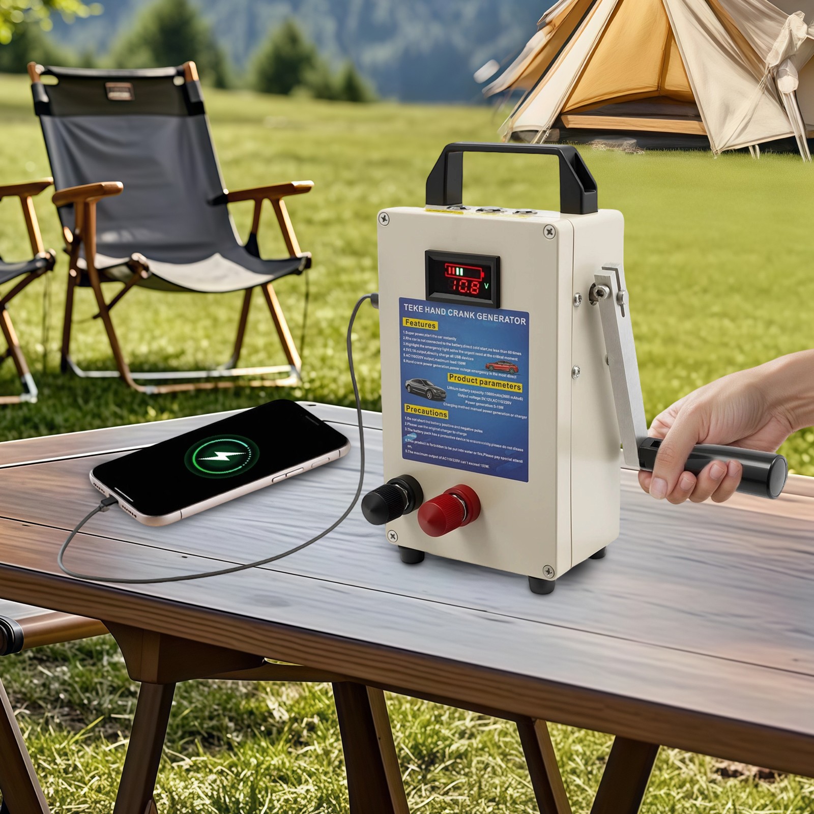110V 150W Hand Crank Generator Portable Power Supply Emergency Charger Household