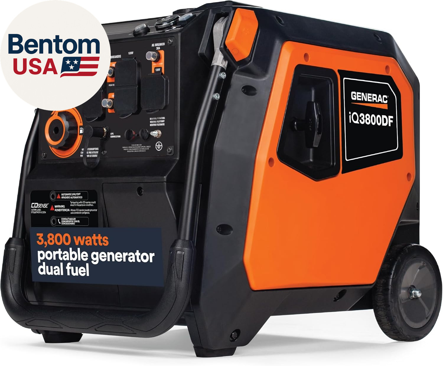 3,800-Watt Dual-Fuel Portable Inverter Generator – Gas and Propane Compatible –